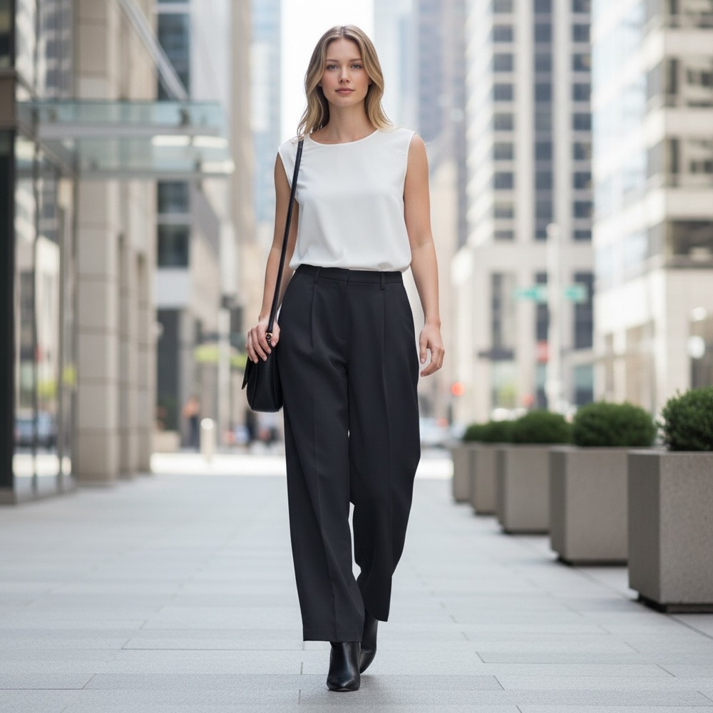 Emporio Armani Black Wide Leg Pants